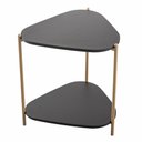 Ver imagem 2 de Mesa Lateral de Apoio Orgânica Artesano 45 Cm (largura) em Mdp Nero (preto) e Pés em Aço Dourado