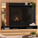 Ver imagem 2 de Painel TV 55 Polegadas Moderno com Espelho e Lateral Ripada 160 cm - Preto/Naturale