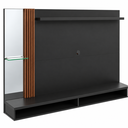 Ver imagem 3 de Painel TV 55 Polegadas Moderno com Espelho e Lateral Ripada 160 cm - Preto/Naturale