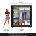 Ver imagem 3 de Guarda Roupa Casal Sem Gavetas Brenda Preto Fosco - Móveis Arapongas Preto Fosco