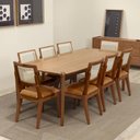 Ver imagem 1 de Conjunto de Jantar Mesa Retangular Harmony 8 Cadeiras Saga - Natural C/ Caramelo