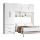 Ver imagem 2 de Guarda-Roupa Roupeiro Casal 5 Portas Com Cabeceira Embutida Cancun Branco - Rede Móveis