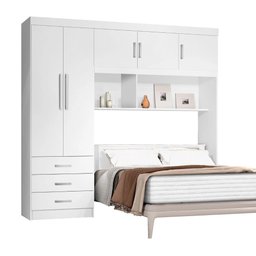 Guarda-Roupa Roupeiro Casal 5 Portas Com Cabeceira Embutida Cancun Branco - Rede Móveis - 2