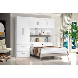Guarda-Roupa Roupeiro Casal 5 Portas Com Cabeceira Embutida Cancun Branco - Rede Móveis - 1
