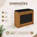 Ver imagem 3 de Sapateira Banco Estofado Plenitude com Prateleira Interna e Porta Basculante Nature/Preto Lh Móveis