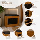 Ver imagem 4 de Sapateira Banco Estofado Plenitude com Prateleira Interna e Porta Basculante Nature/Preto Lh Móveis