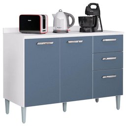 Balcão de Cozinha Lavinia Branco Cinza Platinum - Poquema - 1