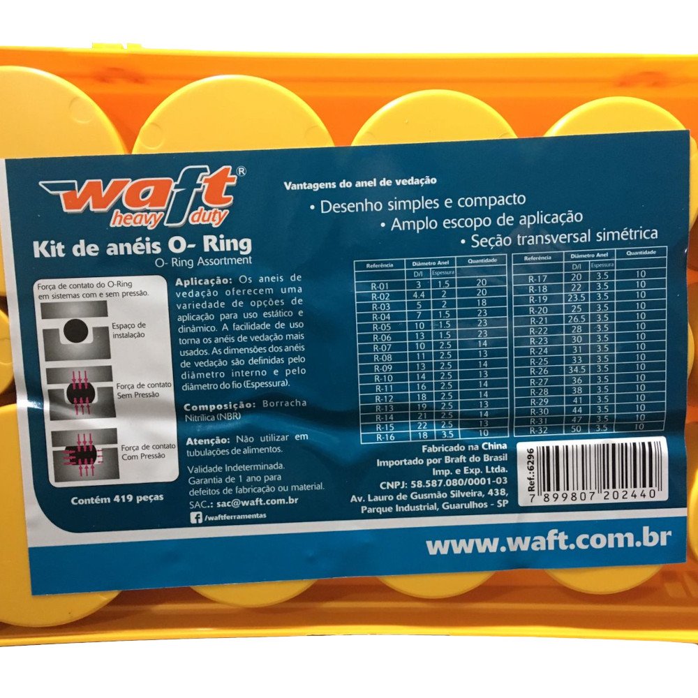 Kit De Anéis O-ring Com 419 Peças 6296 Waft - 4