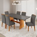 Ver imagem 1 de Conjunto de Sala de Jantar 6 Lugares Tampo de MDP Atria Yescasa Cinza/Mel