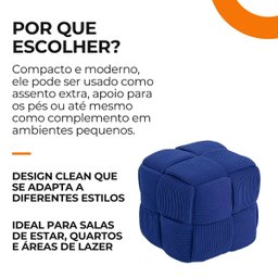 Puff Decorativo Quadrado Mini Lounge Assento Apoio para Os Pés para Sala Quarto - 5