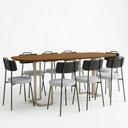 Ver imagem 2 de Mesa Retangular Alina 200cm Cinamomo Champanhe com 8 Cadeiras Barcelona N01 Couríssimo Preto Linho C