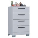 Ver imagem 4 de Cômoda 867 4 Gavetas com Armário Multiuso 2 Portas Pequeno Branco Brilho - Poquema