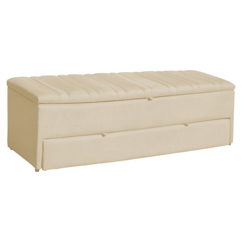 Calçadeira Recamier Baú Sapateira Casal Queen 160cm Ayla Suede Tampo Reto - Estopar Ayla 160cm Suede