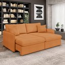 Ver imagem 1 de Sofá Reclinável e Retrátil Gandalf Bipartido 154cm Caixa Zero com Almofadas Bouclê Terracota G33 - G