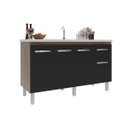 Ver imagem 4 de Balcão Cozinha Armário Gabiente Pia de 140 Cm com 4 Portas e 1 Gavetas Camila Savana Preto