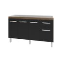 Ver imagem 1 de Balcão Cozinha Armário Gabiente Pia de 140 Cm com 4 Portas e 1 Gavetas Camila Savana Preto