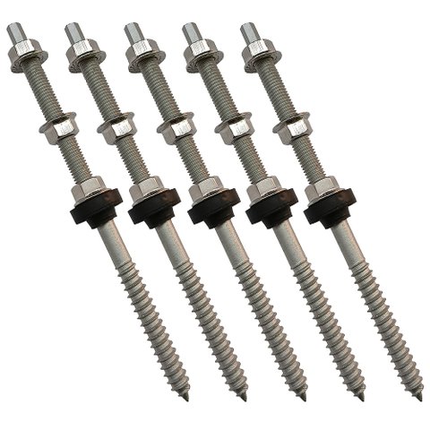 Parafuso Rosca Dupla para Painel Solar M10 X 20cm - Kit 5 Un