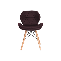 Cadeira de Jantar Eames Estofada na Cor Café Base Madeira Eiffel Sala Cozinha - 3