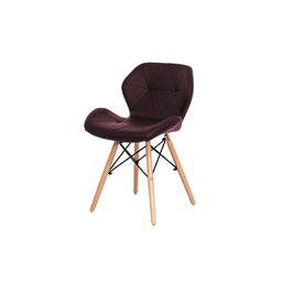 Cadeira de Jantar Eames Estofada na Cor Café Base Madeira Eiffel Sala Cozinha - 1