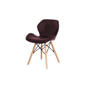 Cadeira de Jantar Eames Estofada na Cor Café Base Madeira Eiffel Sala Cozinha