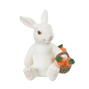 Resina de Páscoa Coelho Branco e Laranja 11,5x9,5x13,5cm