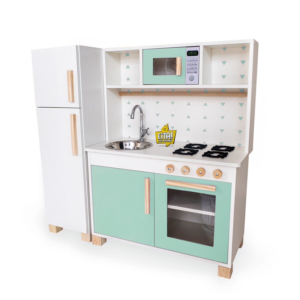 Kit Cozinha Infantil Verde com Geladeira Eita Casa Perfeita