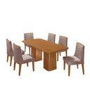 Ver imagem 2 de Conjunto Sala de Jantar Mesa Tampo MDF 6 Cadeiras Sakura Marrom/Capuccino/Marromle/Off White