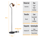 Ver imagem 5 de Kit com 2 Luminárias Coluna Abajur Piso Chão Spot City - Cobre