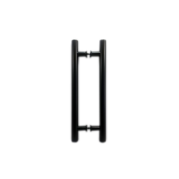 Puxador H duplo 40x30cm tubular redondo para porta de vidro e portão - Preto - 2