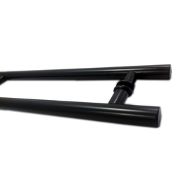 Puxador H duplo 40x30cm tubular redondo para porta de vidro e portão - Preto - 3