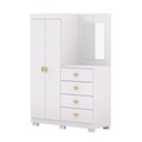 Ver imagem 2 de Cômoda Roupeiro Allure 4 Gavetas 1 Espelho 2 Portas com Prateleiras Branco G98 Gran Belo