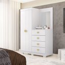 Ver imagem 1 de Cômoda Roupeiro Allure 4 Gavetas 1 Espelho 2 Portas com Prateleiras Branco G98 Gran Belo