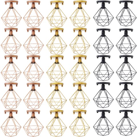 10 Lustres Teto Plafon Industrial Aramado Diamante Retrô Luminária Sobrepor Vintage Agp Ilumini Bran