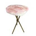 Ver imagem 1 de Mesa Lateral Quartzo Rosa Bordas Naturais