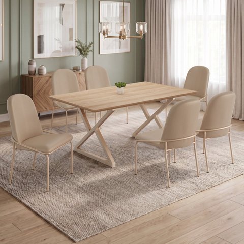 Conjunto para Sala de Jantar Mesa Império 120x90 com 6 Cadeiras Rubi