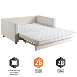 Sofá Cama Casal Marcelle com 2 Lugares em Bouclé e Pés de Madeira Talento Móveis - 6