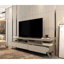 Ver imagem 5 de Rack para TV até 72 Polegadas MDF 180cm Pés em Madeira Maciça Vivare 3 Gavetas