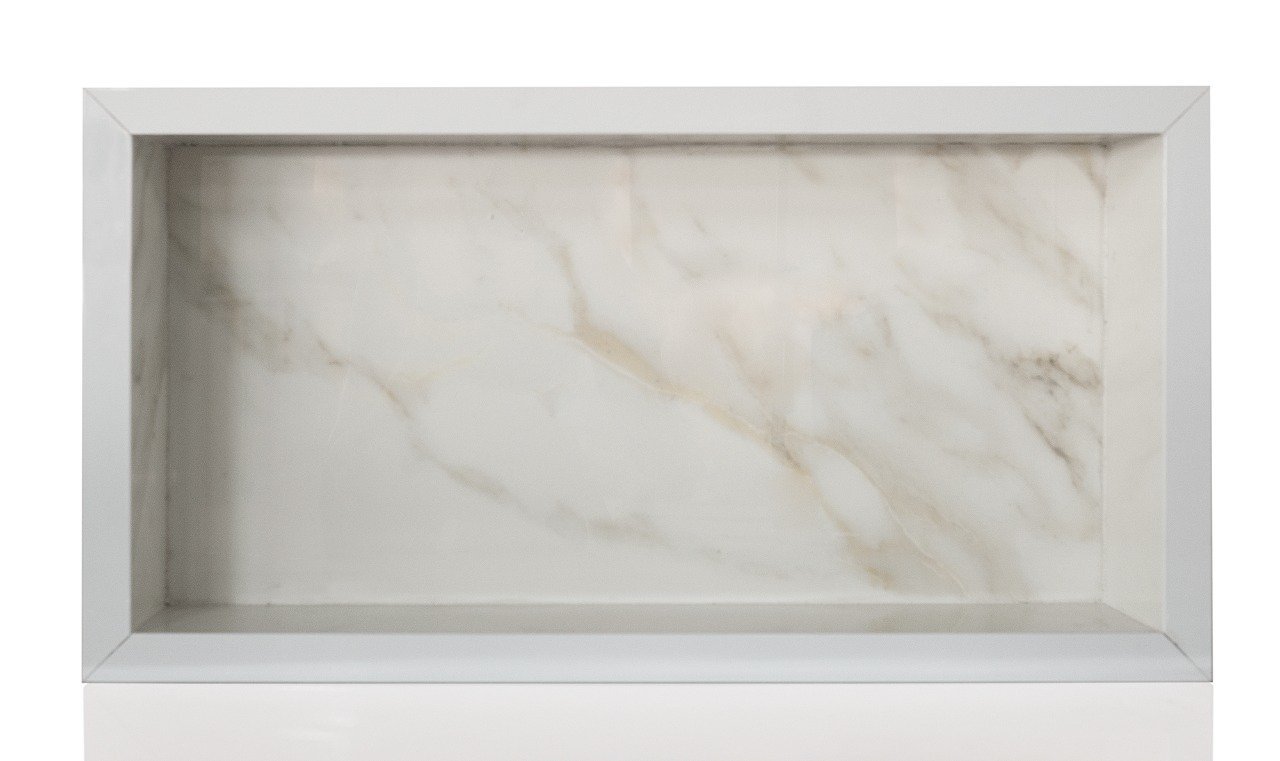 Nicho de Porcelanato Banheiro Estante 60x30x7 - Carrara Borda Branco - 2