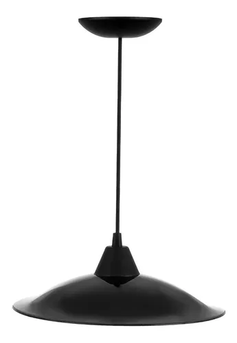 Lustre Luminária Pendente Retro Chapéu Facilux Preto Fl