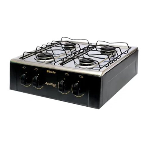 Fogão Portátil De Mesa 4 Bocas + Kit Mangueira Regulador