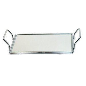 Bandeja de Banheiro Espelhada - Prata / Prateada 24x11cm