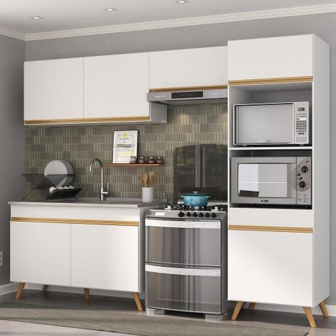 Cozinha Compacta 4 Peças Com Armário E Balcão Branca