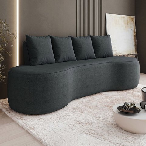 Sofá 3 Lugares Orgânico 210cm com Almofadas Benin Bouclê B03 - D’Rossi