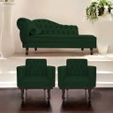 Ver imagem 2 de Kit Diva Recamier Diana 185cm Lado Direito e 02 Poltronas Classic Suede Verde - ADJ Decor