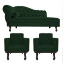 Ver imagem 1 de Kit Diva Recamier Diana 185cm Lado Direito e 02 Poltronas Classic Suede Verde - ADJ Decor
