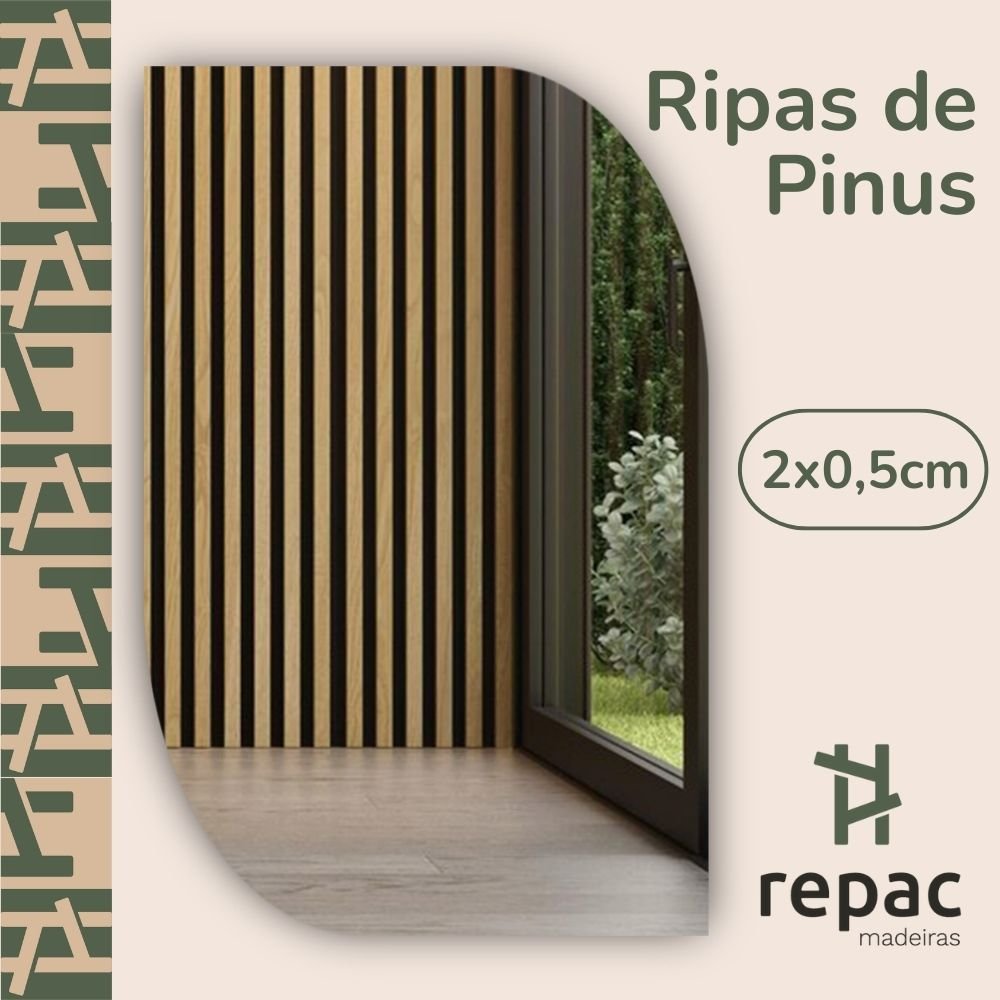 Fardo com 40 Ripas de Madeira de Pinus pra Artesanatos e Painel Ripado 2x0,5x85cm - 2