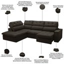 Ver imagem 4 de Sofá 4 Lugares Retrátil Reclinável Chaise Esquerdo 288cm Solin F04 Veludo Marrom Escuro - Lyam Decor