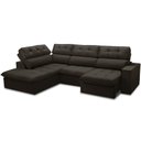 Ver imagem 1 de Sofá 4 Lugares Retrátil Reclinável Chaise Esquerdo 288cm Solin F04 Veludo Marrom Escuro - Lyam Decor