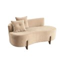 Ver imagem 3 de Conjunto 01 Poltrona + Sofá Curvo Orgânico Luna Veludo Bege - Montanaris Decor