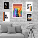 Ver imagem 2 de Composição 5 Quadros Lgbt - Bandeira - com Vidro:madeira Preta